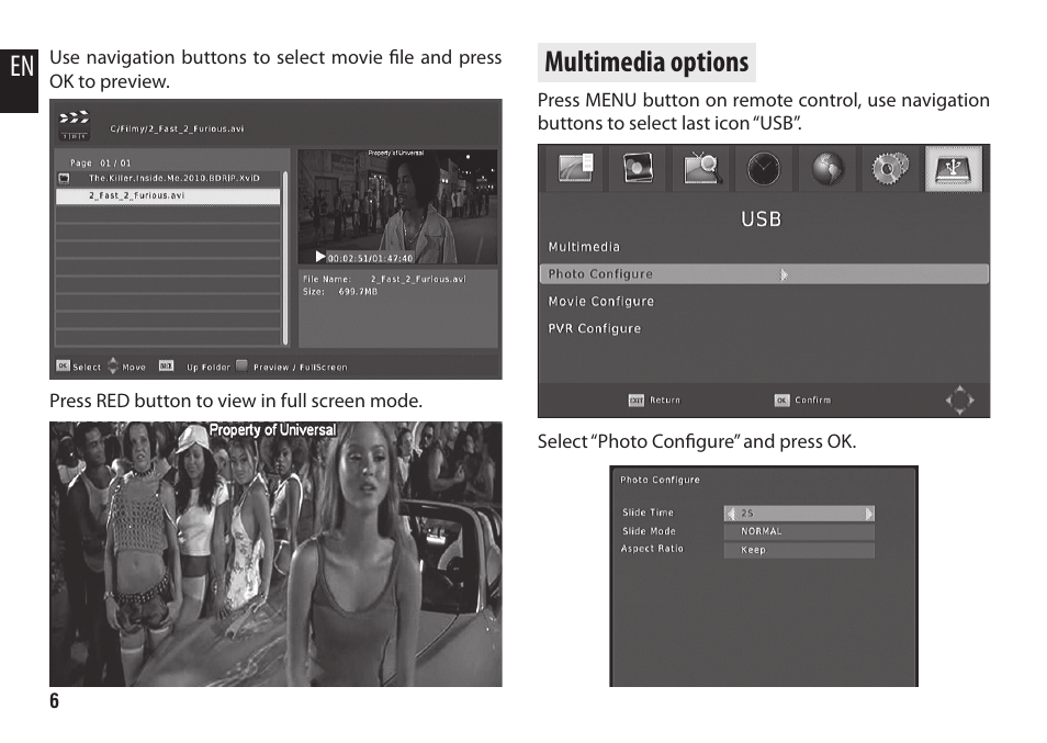 Multimedia options | Media-Tech U-SCREEN User Manual | Page 6 / 8