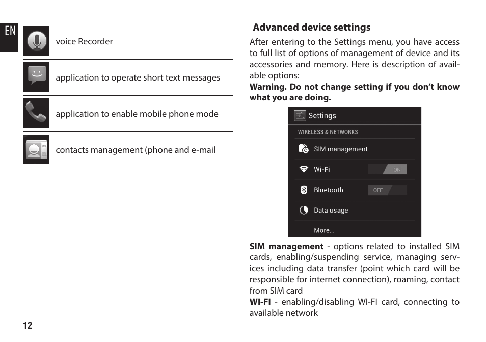 Advanced device settings | Media-Tech IMPERIUS 4.3HQ User Manual | Page 12 / 20