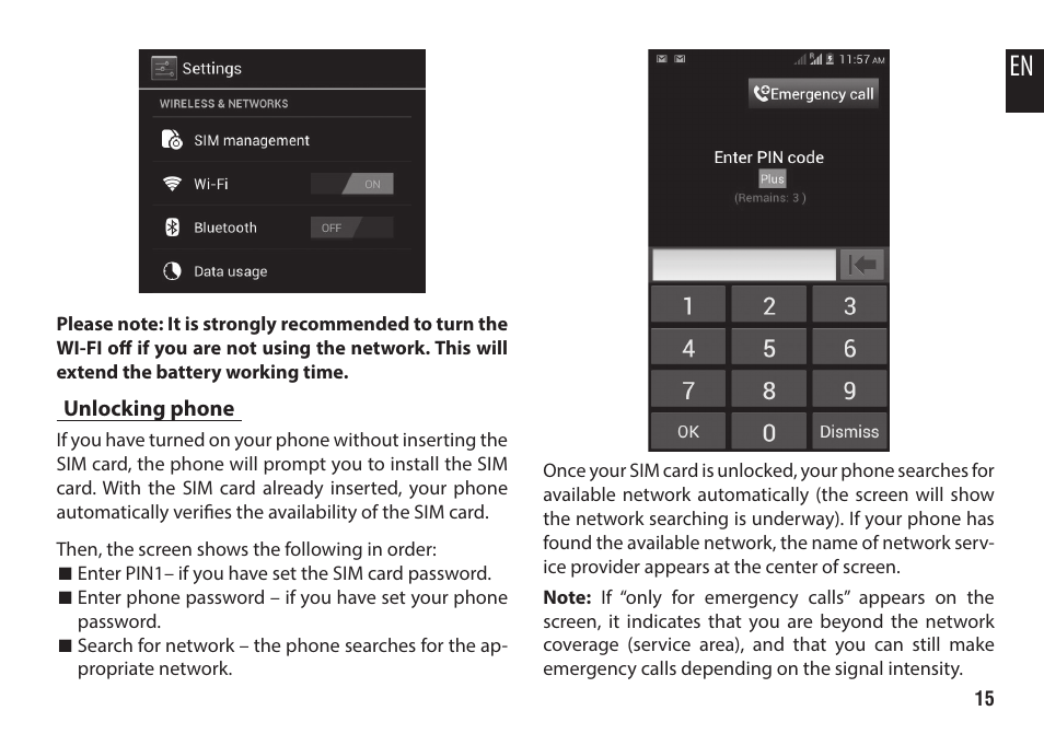 Unlocking phone | Media-Tech IMPERIUS 4.3HQ User Manual | Page 15 / 20