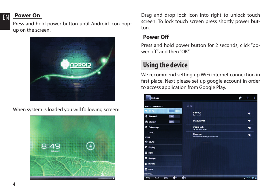 Using the device | Media-Tech IMPERIUS TAB 10 User Manual | Page 4 / 6