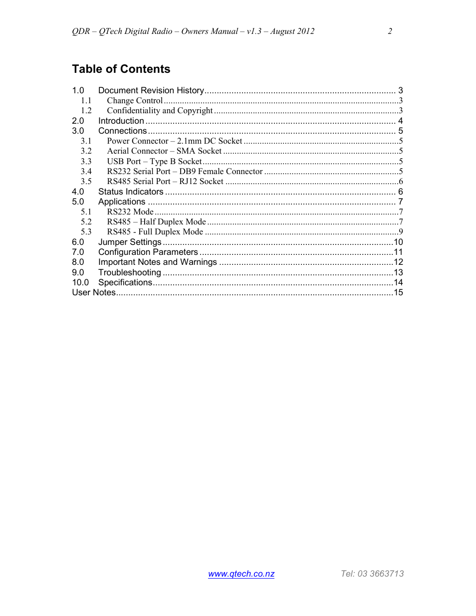 QTech Data Systems QDR Digital 900MHz Radio User Manual | Page 2 / 15