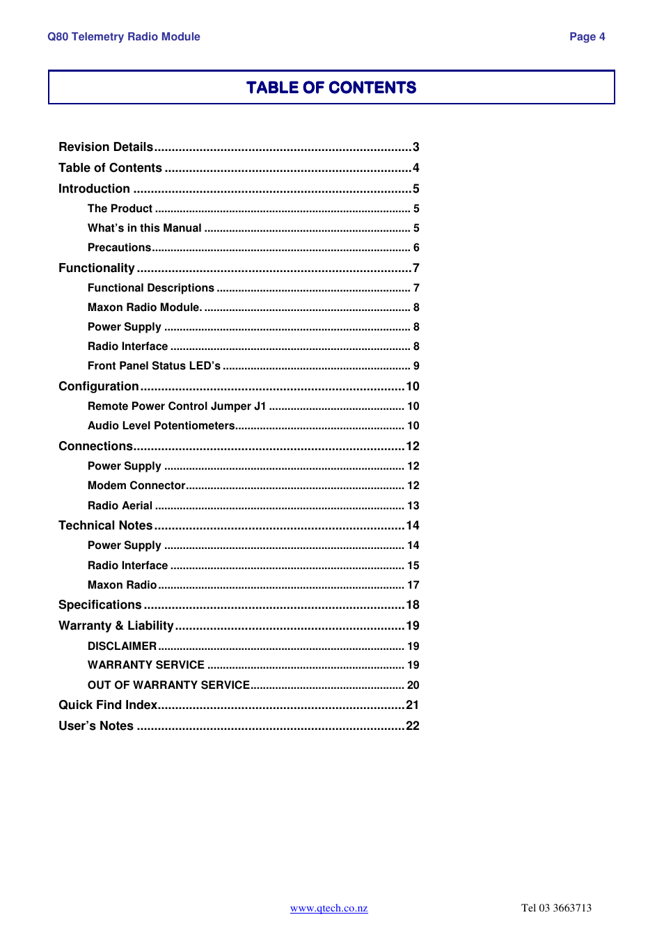 QTech Data Systems DATRAN Q80 Telemetry Radio User Manual | Page 4 / 23