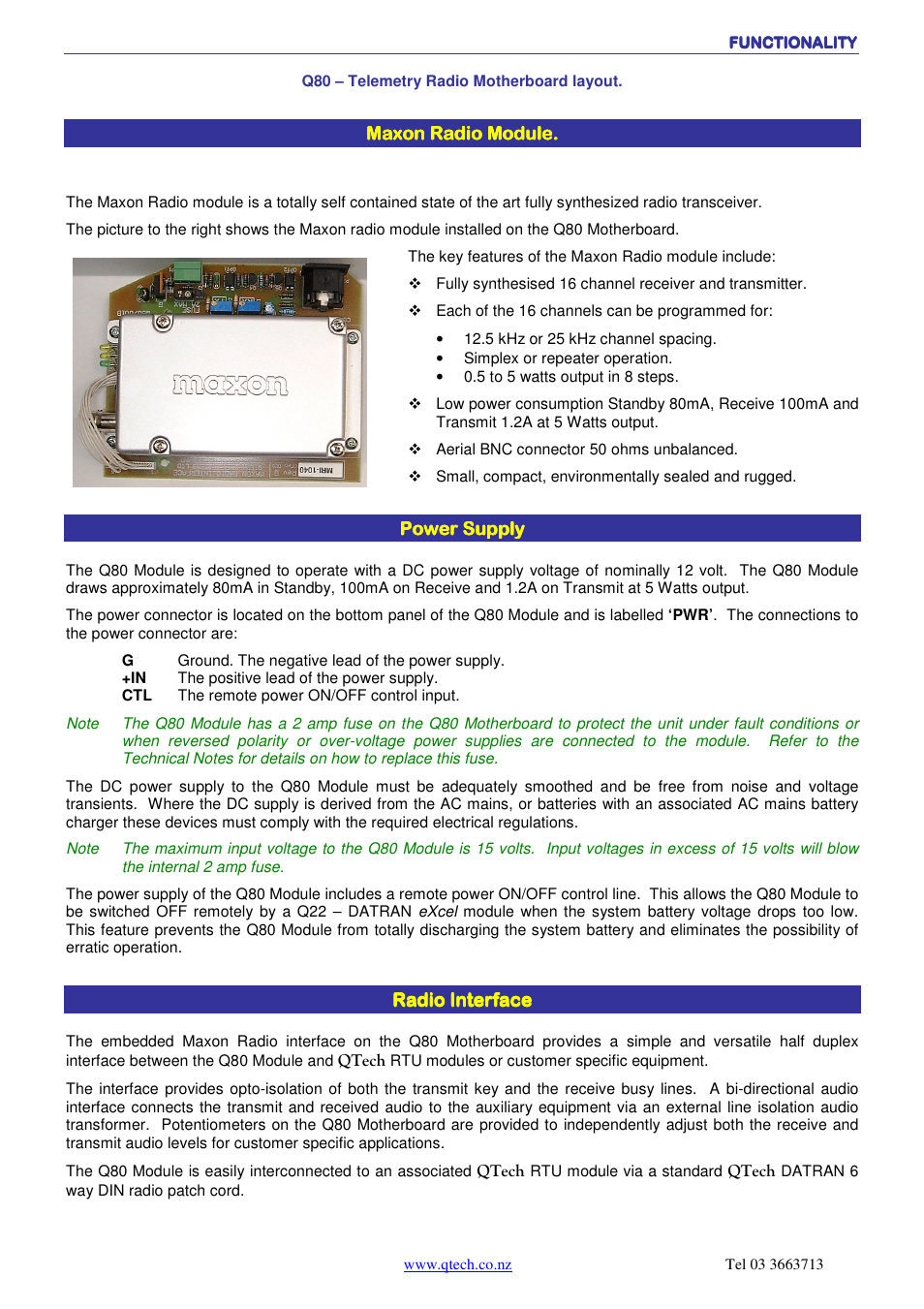 QTech Data Systems DATRAN Q80 Telemetry Radio User Manual | Page 8 / 23