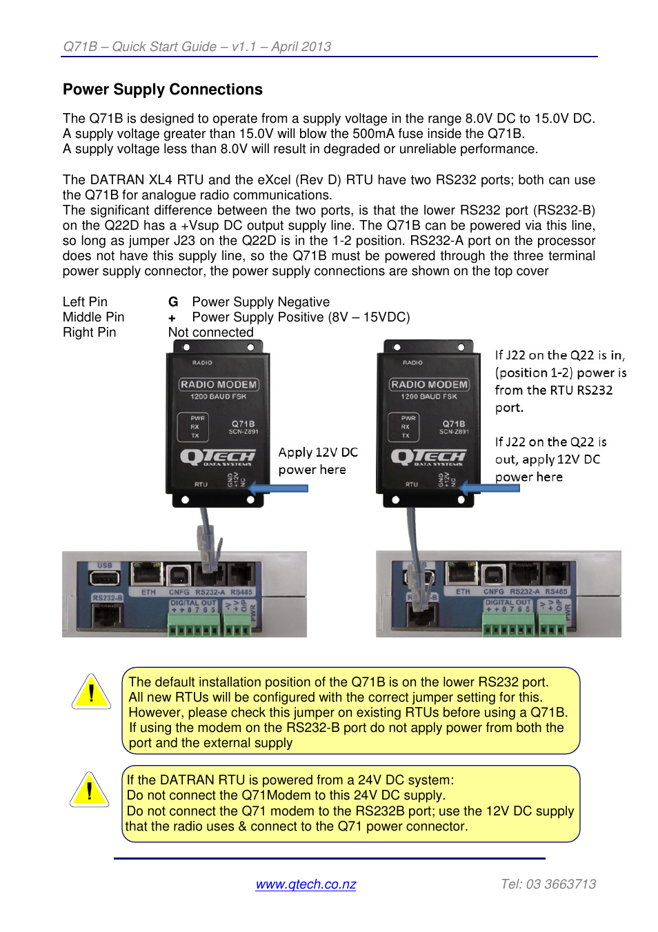 QTech Data Systems Q71 External 1200bps Modem User Manual | Page 3 / 4