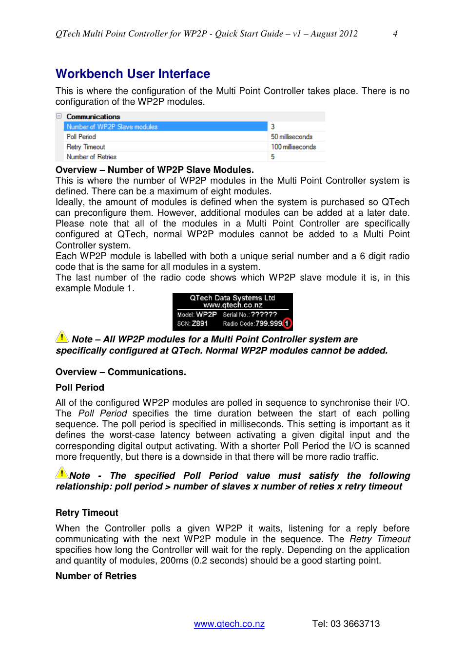 Workbench user interface | QTech Data Systems Multi Point Controller (MPC) System User Manual | Page 4 / 10