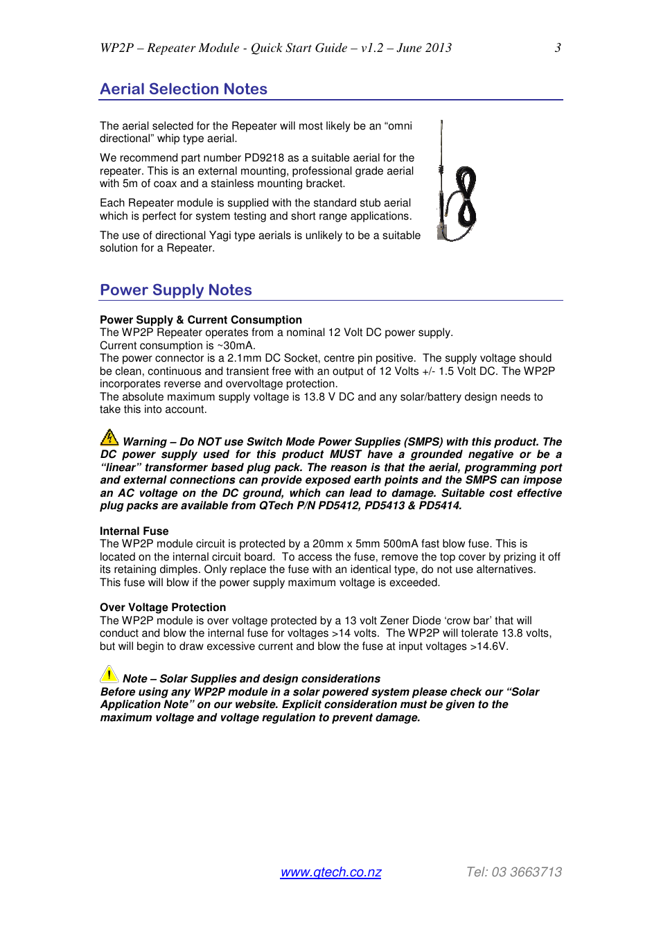 QTech Data Systems WP2P Repeater Module User Manual | Page 3 / 7