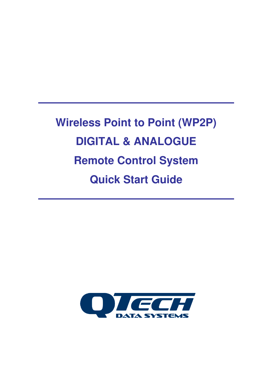 QTech Data Systems Wireless Point to Point (WP2P) - Digital & Analogue I__O User Manual | 7 pages