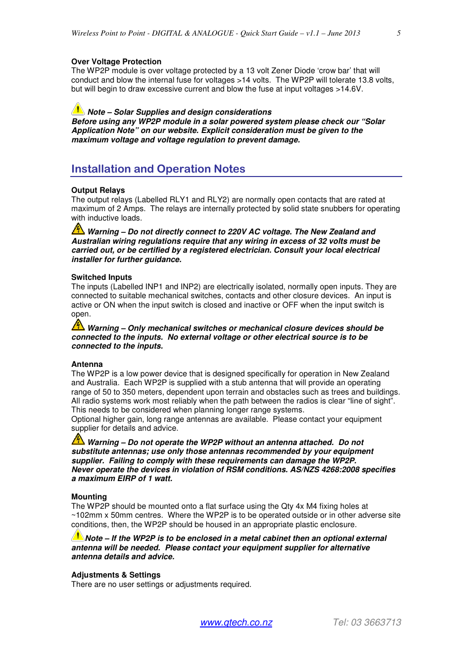 QTech Data Systems Wireless Point to Point (WP2P) - Digital & Analogue I__O User Manual | Page 5 / 7