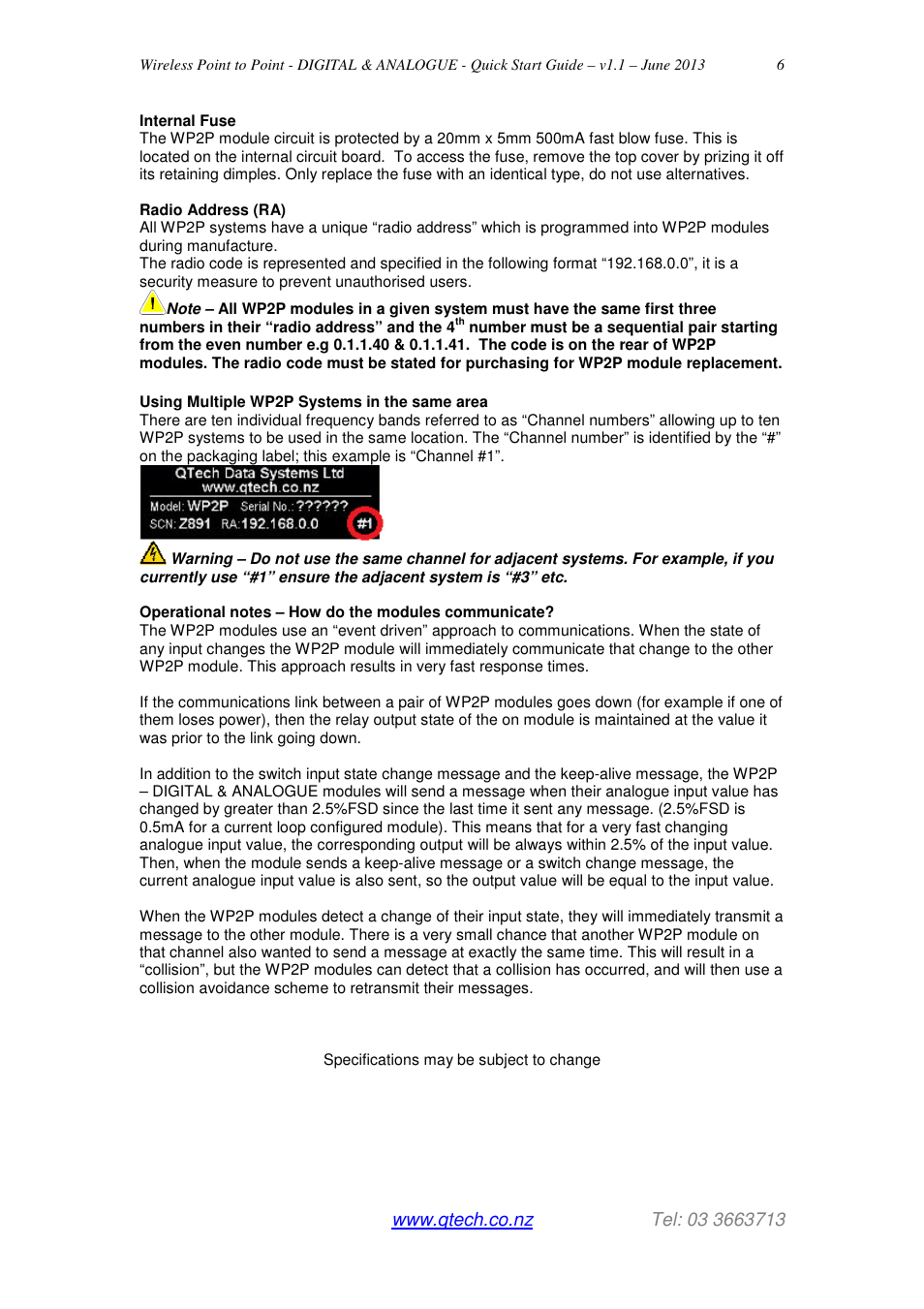 QTech Data Systems Wireless Point to Point (WP2P) - Digital & Analogue I__O User Manual | Page 6 / 7
