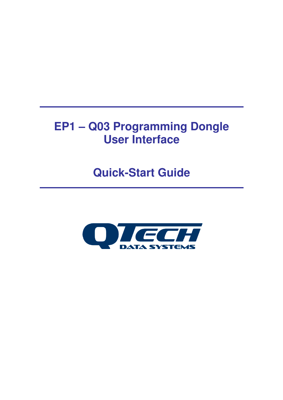 QTech Data Systems EP1 Q03 Programming Dongle User Manual | 4 pages