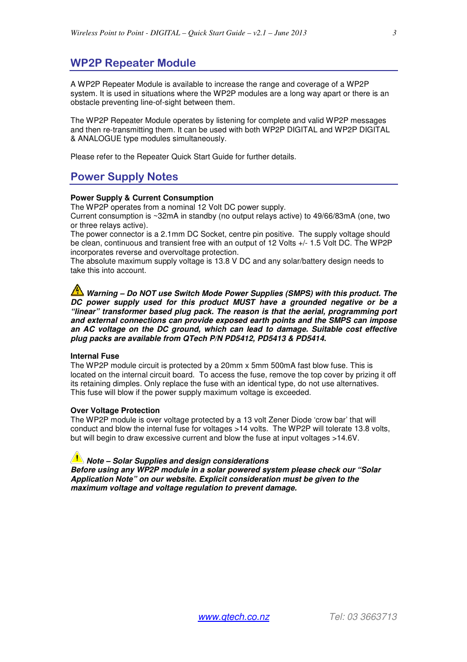 Wp2p repeater module | QTech Data Systems Wireless Point to Point (WP2P) - Digital I__O User Manual | Page 3 / 7