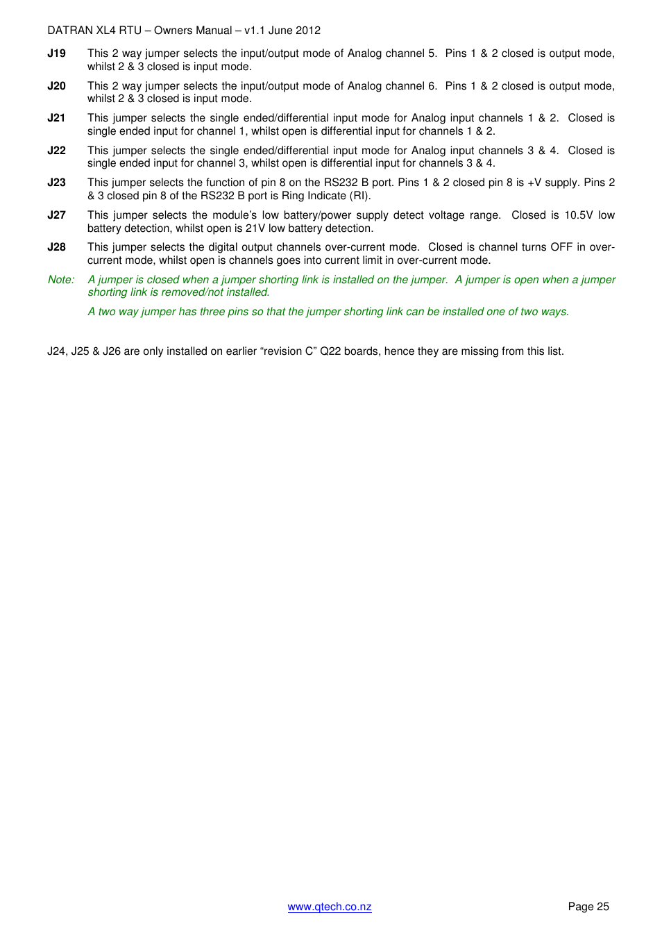 QTech Data Systems DNP3 RTU User Manual | Page 25 / 35