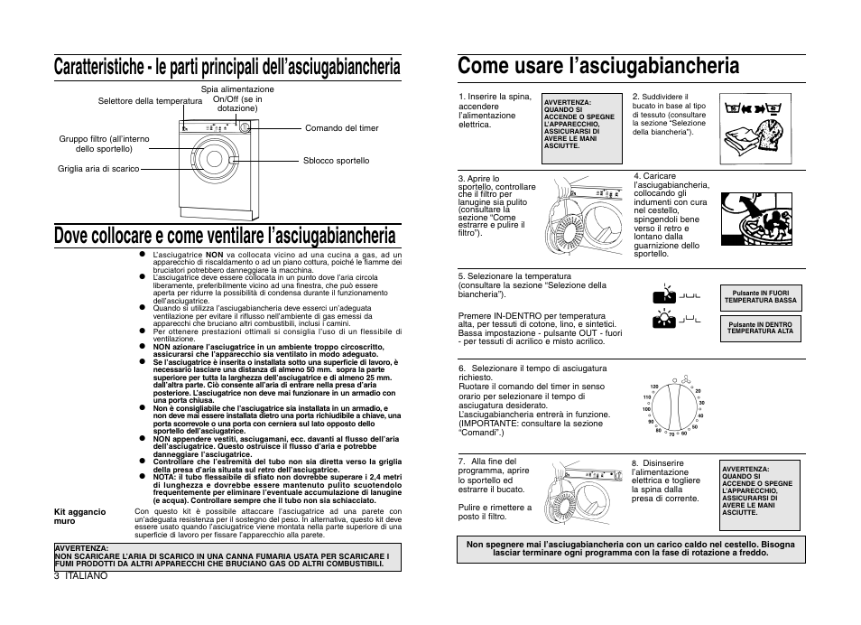 Come usare l’asciugabiancheria | Indesit IS 31 V User Manual | Page 12 / 40