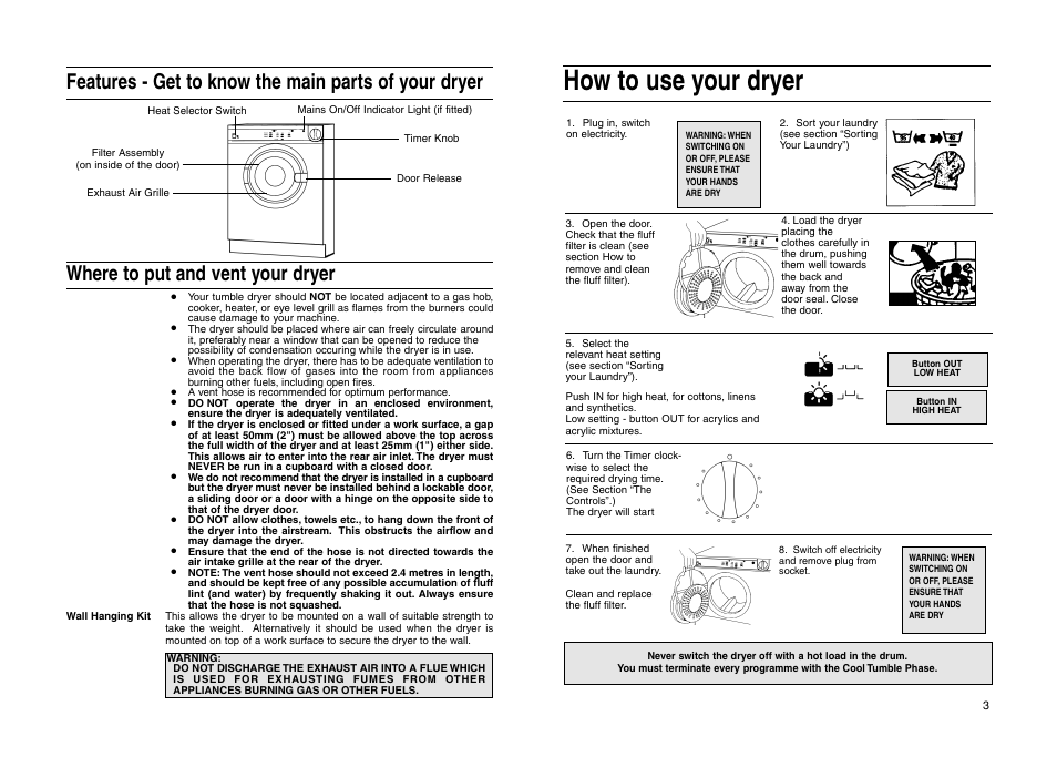 How to use your dryer | Indesit IS 31 V User Manual | Page 5 / 40