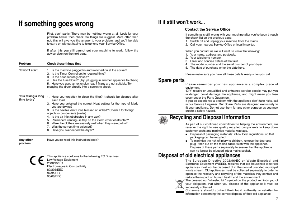 If something goes wrong | Indesit IS 31 V User Manual | Page 9 / 40