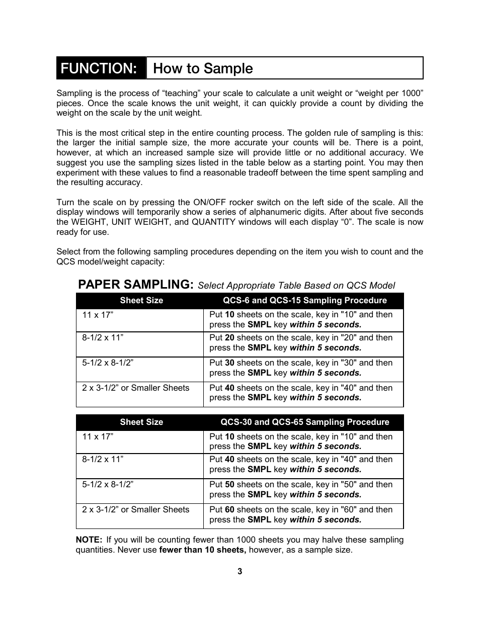 Paper sampling | QTECH QCS 65 User Manual | Page 3 / 8