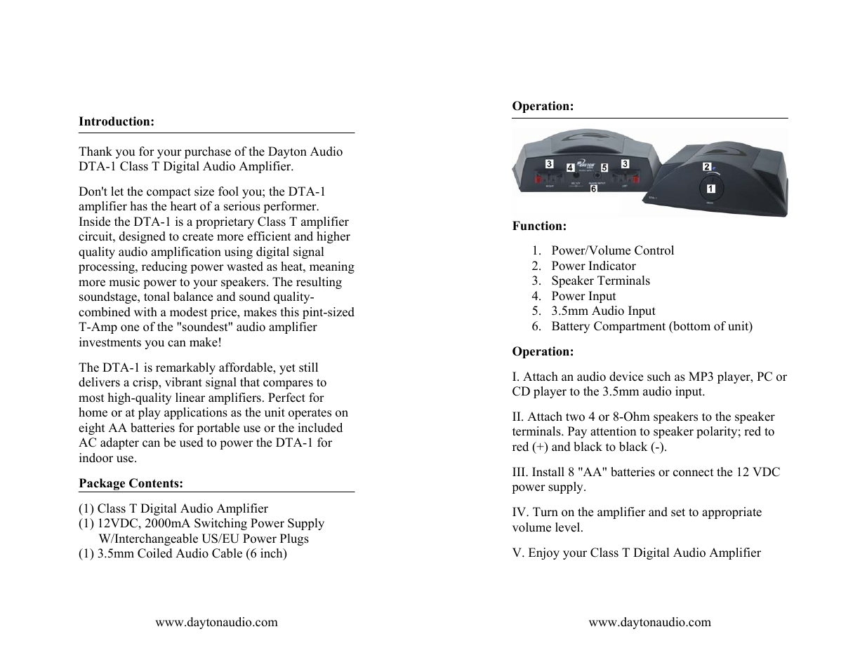 Dayton Audio DTA-1 Class T Digital AC__DC Amplifier 15 WPC User Manual | Page 2 / 2