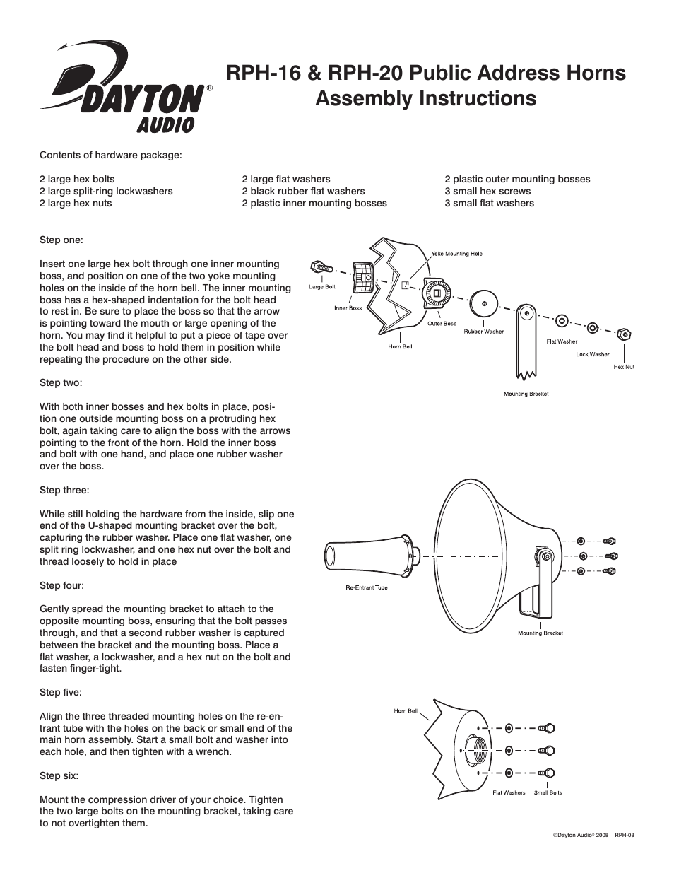 Dayton Audio Waveguides User Manual | 1 page