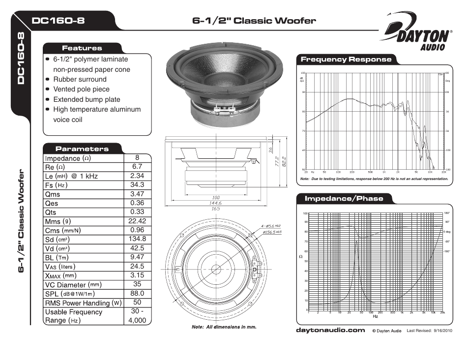 Dayton Audio DC160-8 6-1 User Manual | 1 page