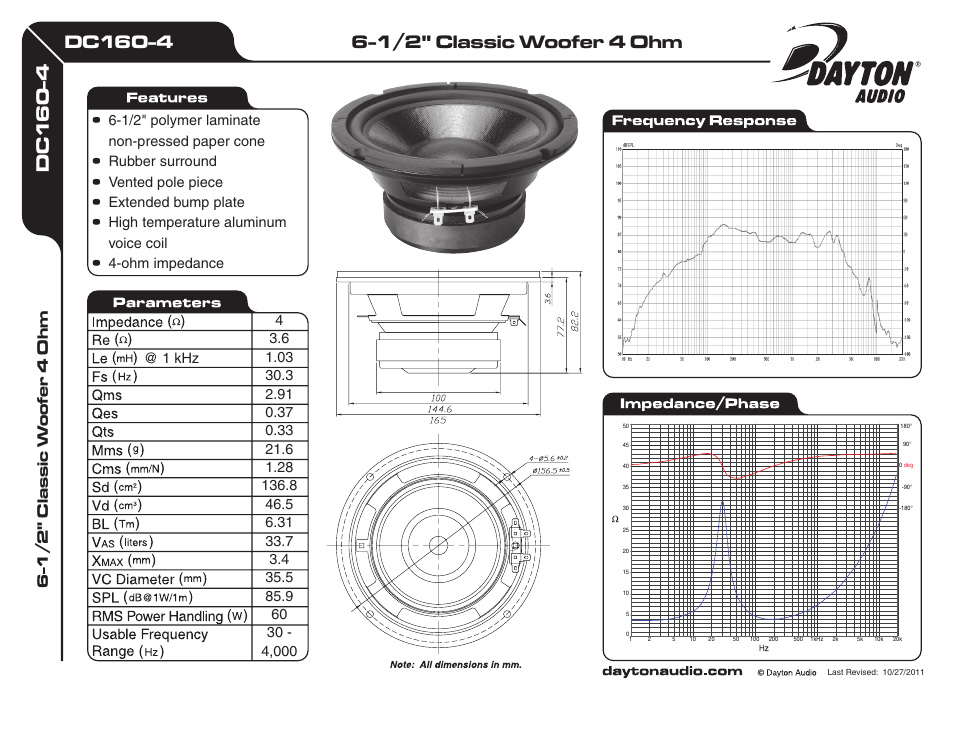 Dayton Audio DC160-4 6-1 User Manual | 1 page