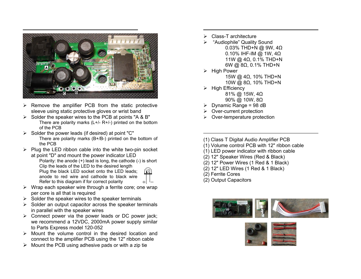 Dayton Audio DTA-2 Class T Digital Audio Amplifier Module User Manual | Page 2 / 2