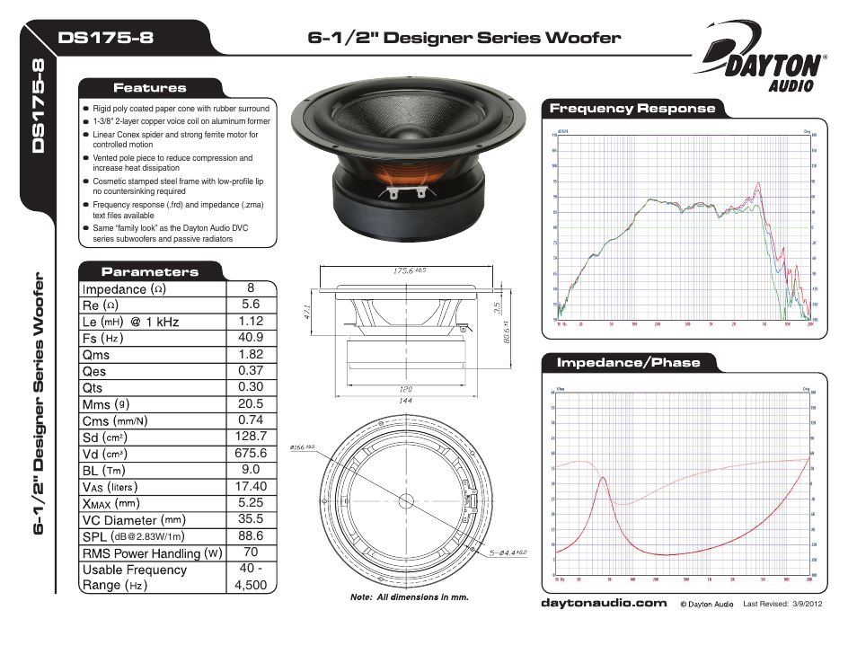 Dayton Audio DS175-8 6-1 User Manual | 1 page