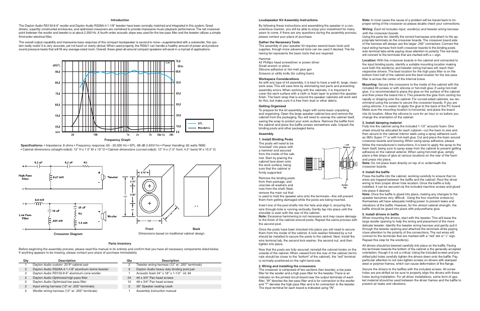 Dayton Audio RS621CCK Speaker Kit Pair Curved Cherry User Manual | Page 2 / 2