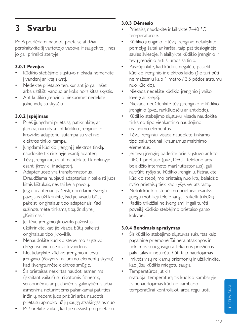 3 svarbu | Philips SCD525 User Manual | Page 113 / 252