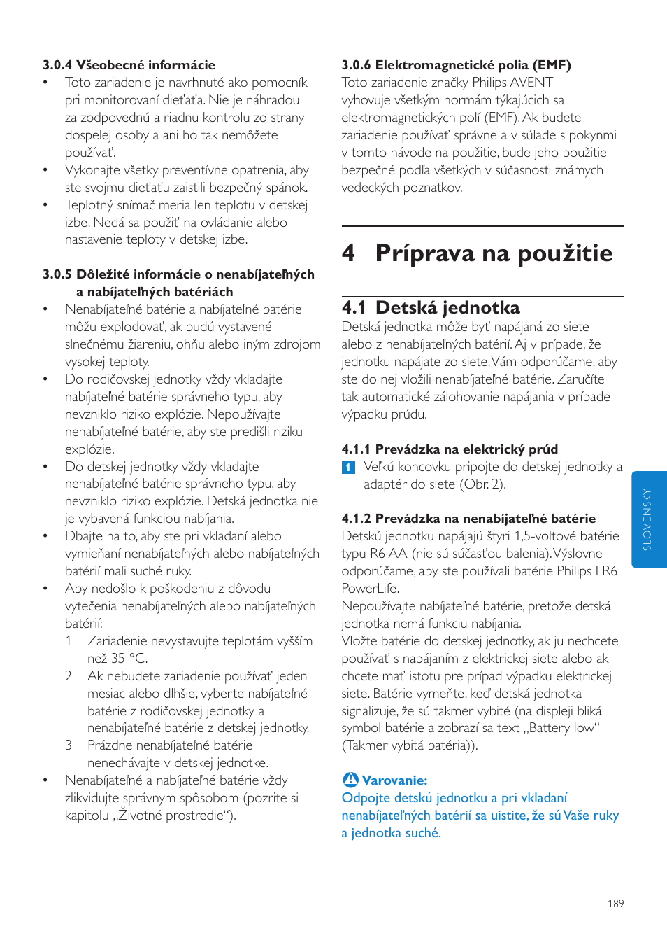 4 príprava na použitie, 1 detská jednotka | Philips SCD525 User Manual | Page 189 / 252