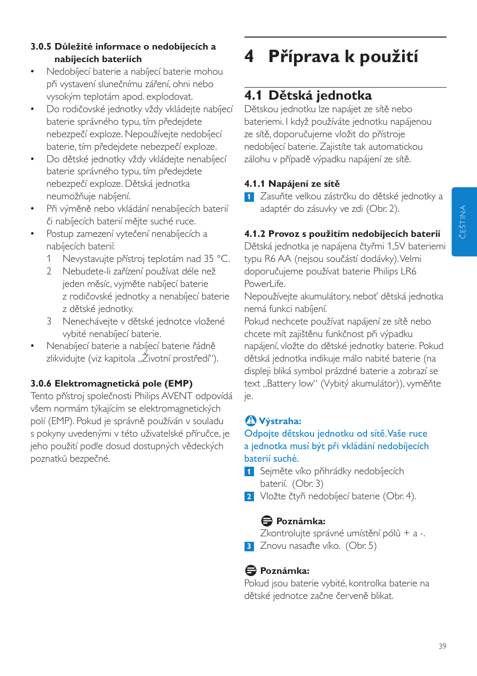 4 příprava k použití, 1 dětská jednotka | Philips SCD525 User Manual | Page 39 / 252