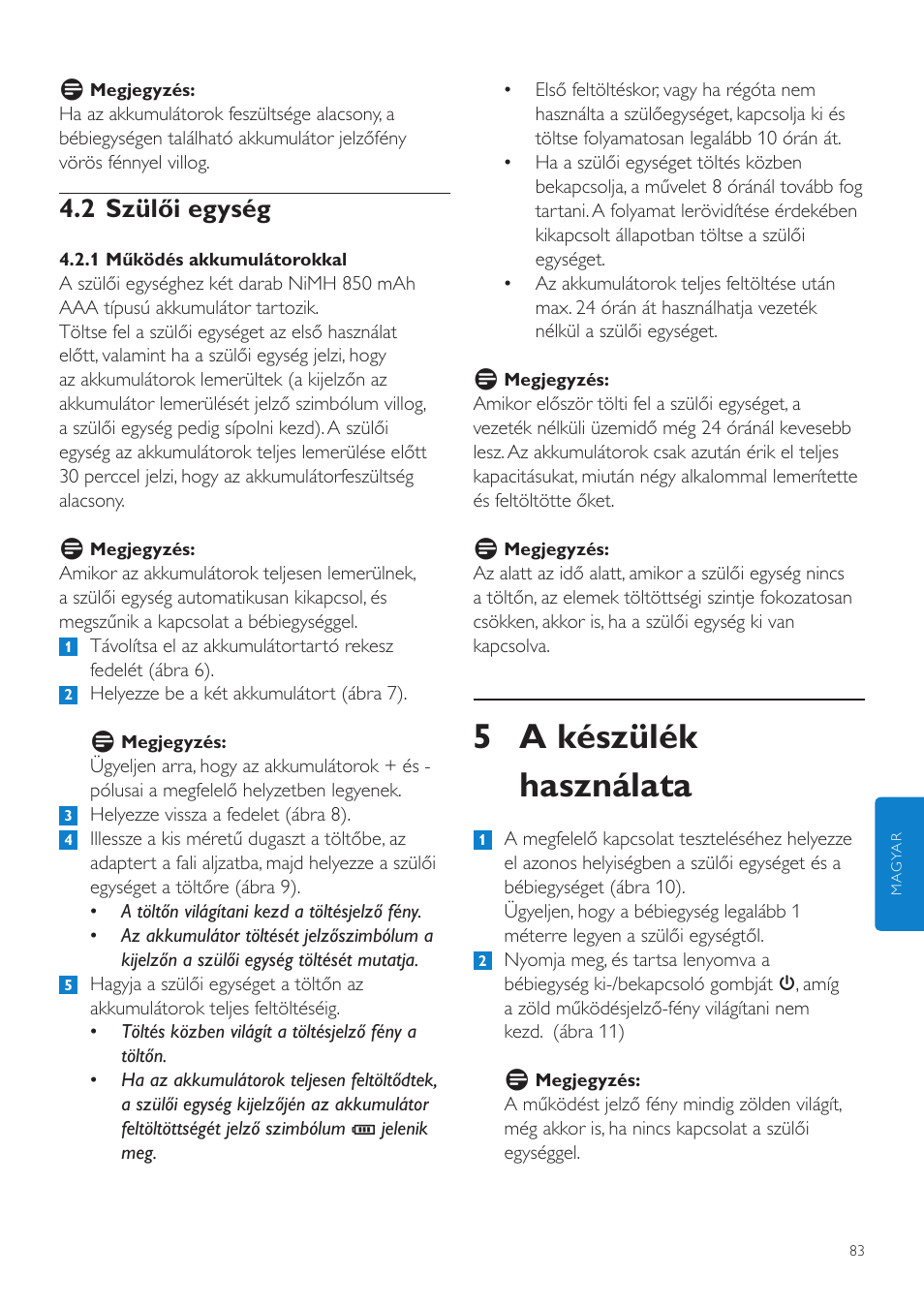 5 a készülék használata, 2 szülői egység | Philips SCD525 User Manual | Page 83 / 252