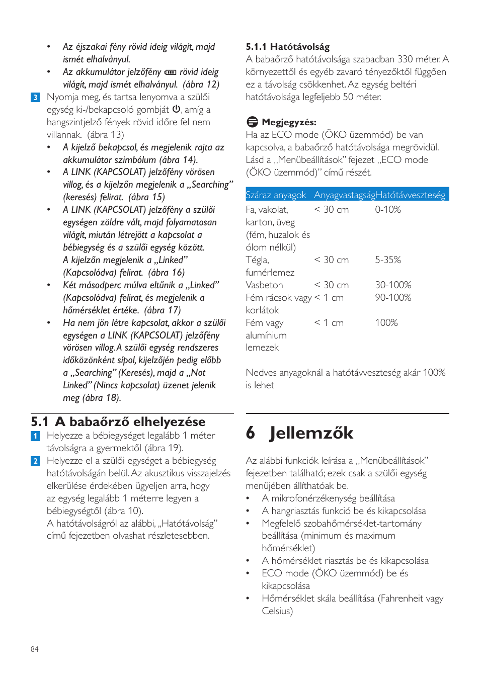 6 jellemzők, 1 a babaőrző elhelyezése | Philips SCD525 User Manual | Page 84 / 252