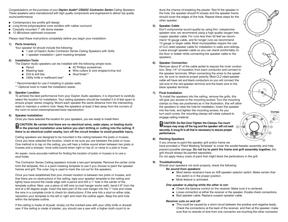 Dayton Audio CS625C 6-1 User Manual | Page 2 / 2