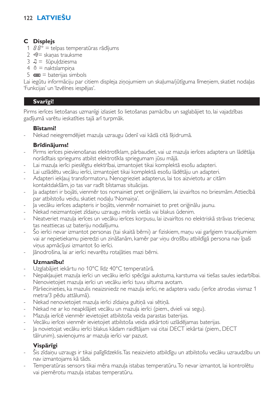Bīstami, Brīdinājums, Uzmanību | Vispārīgi, Svarīgi | Philips SCD520 User Manual | Page 122 / 240