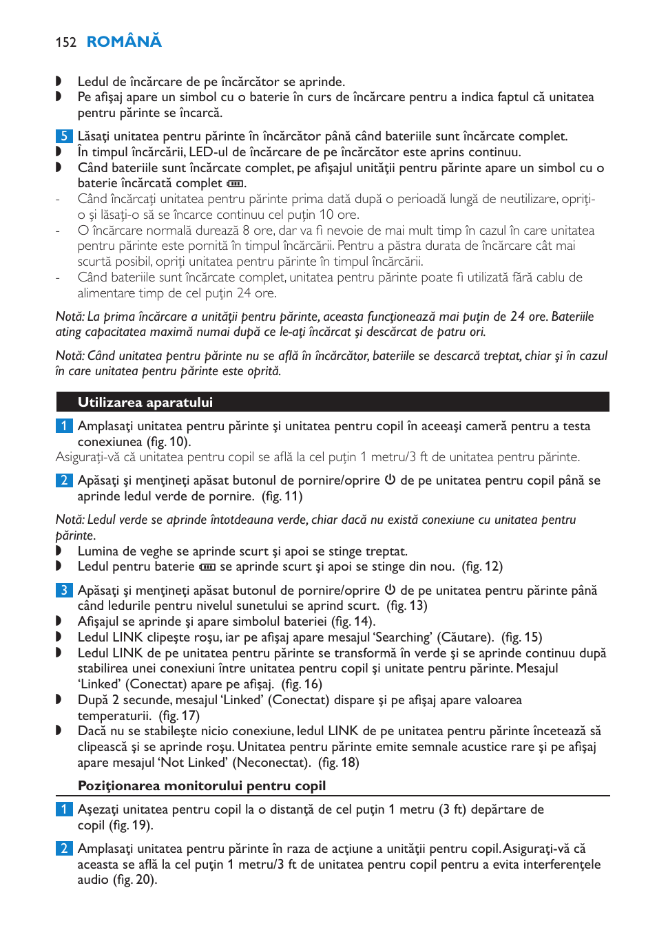 Utilizarea aparatului, Poziţionarea monitorului pentru copil | Philips SCD520 User Manual | Page 152 / 240