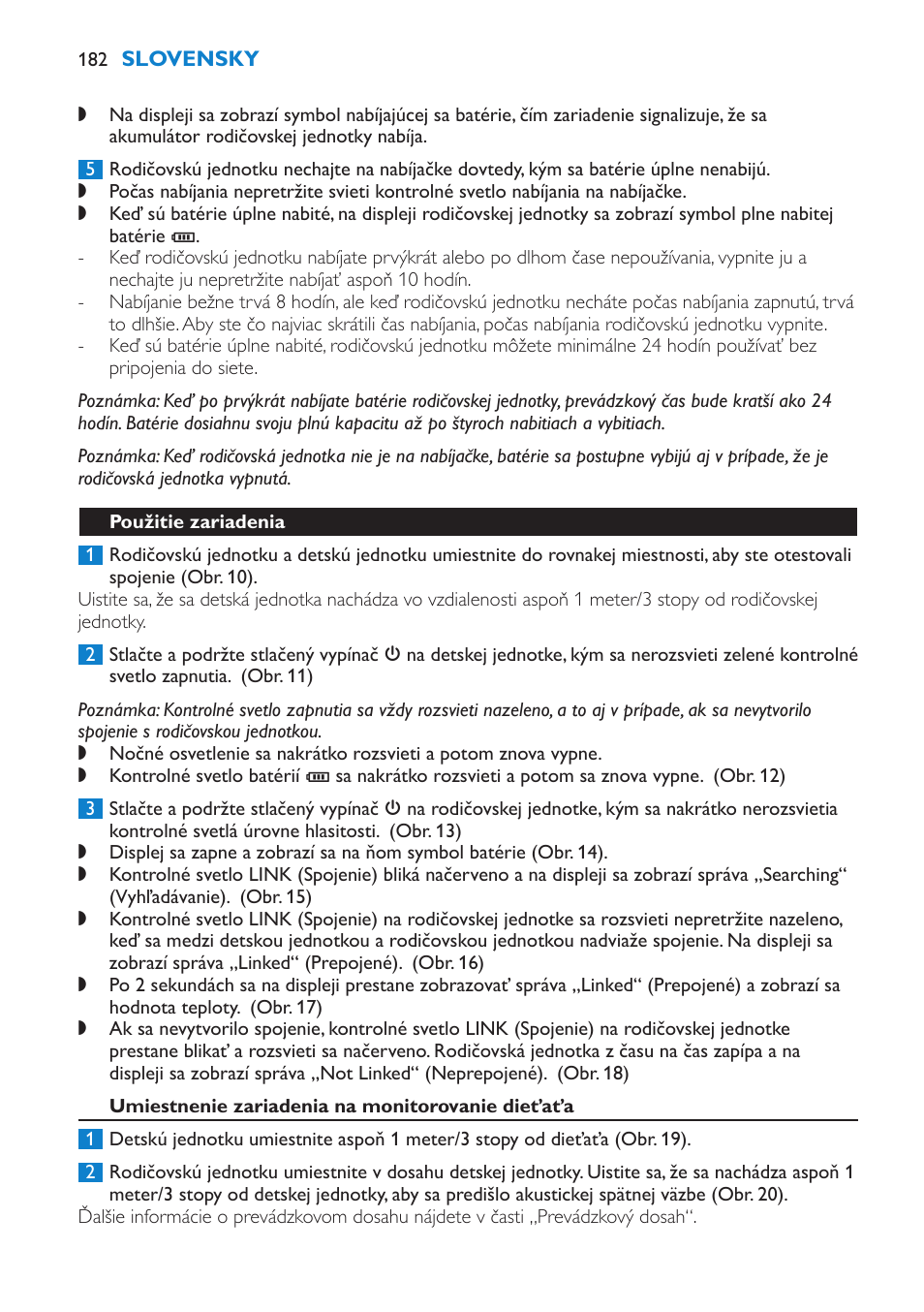 Použitie zariadenia, Umiestnenie zariadenia na monitorovanie dieťaťa | Philips SCD520 User Manual | Page 182 / 240