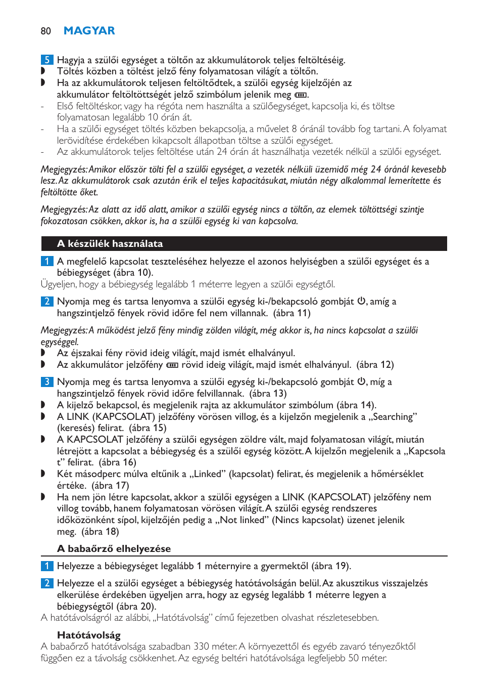 A készülék használata, A babaőrző elhelyezése, Hatótávolság | Philips SCD520 User Manual | Page 80 / 240