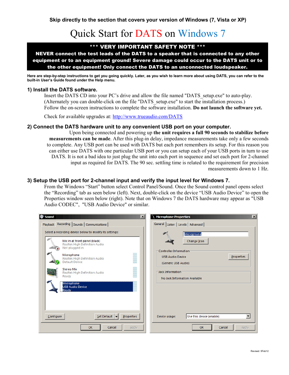 Dayton Audio DATS Dayton Audio Test System User Manual | 8 pages