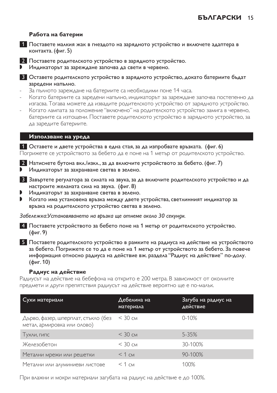 Радиус на действие, Използване на уреда | Philips SCX465 User Manual | Page 15 / 132
