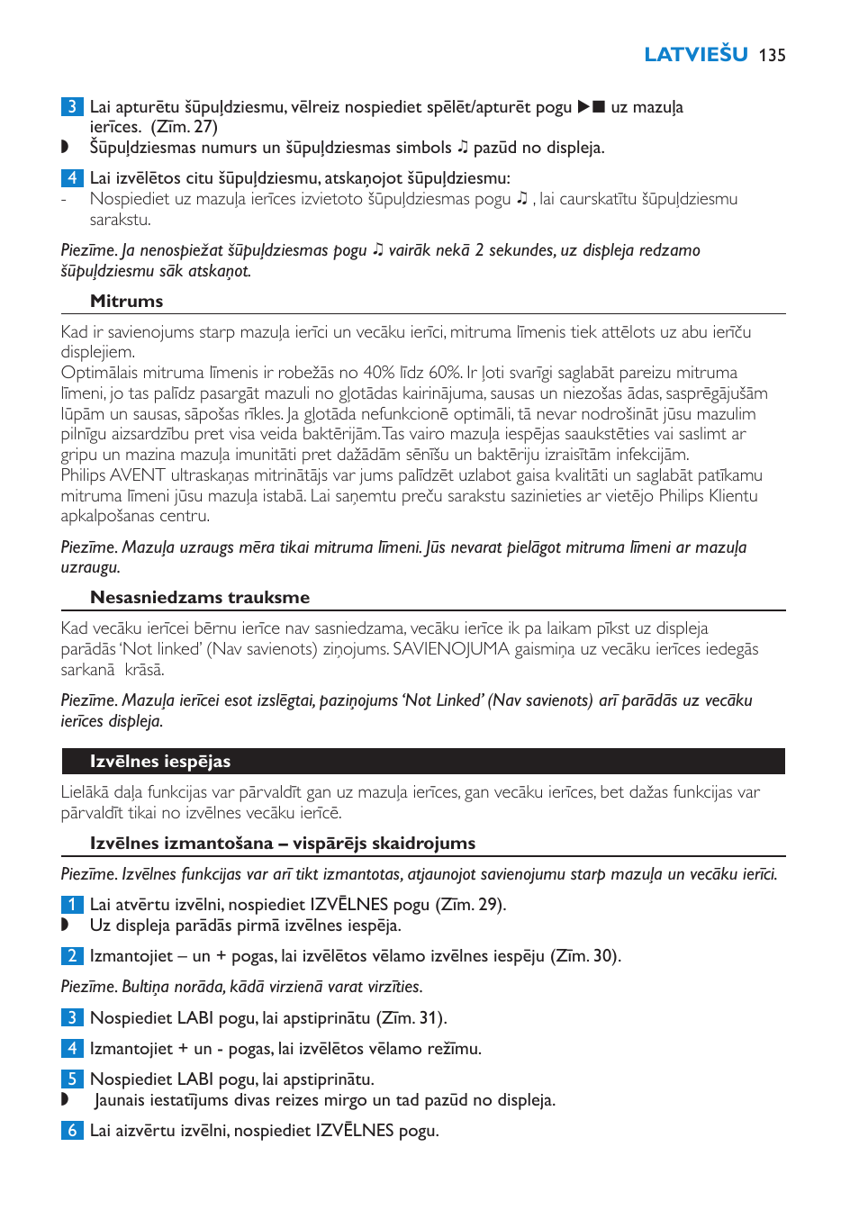 Mitrums, Nesasniedzams trauksme, Izvēlnes iespējas | Izvēlnes izmantošana – vispārējs skaidrojums | Philips SCD530 User Manual | Page 135 / 256