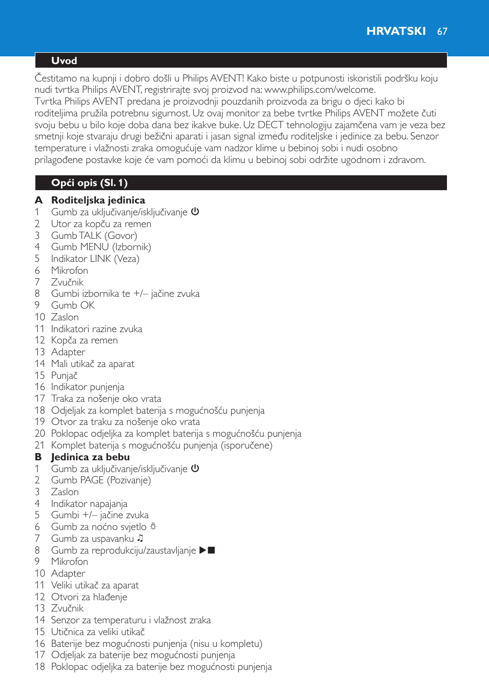 Hrvatski, Uvod, Opći opis (sl. 1) | Philips SCD530 User Manual | Page 67 / 256