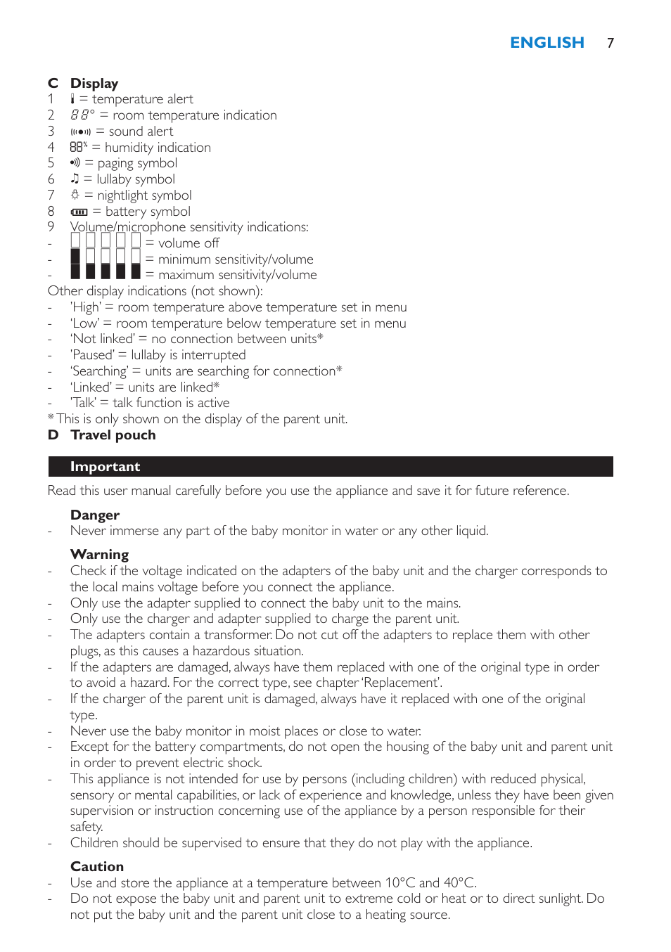 Important, Danger, Warning | Caution | Philips SCD530 User Manual | Page 7 / 256