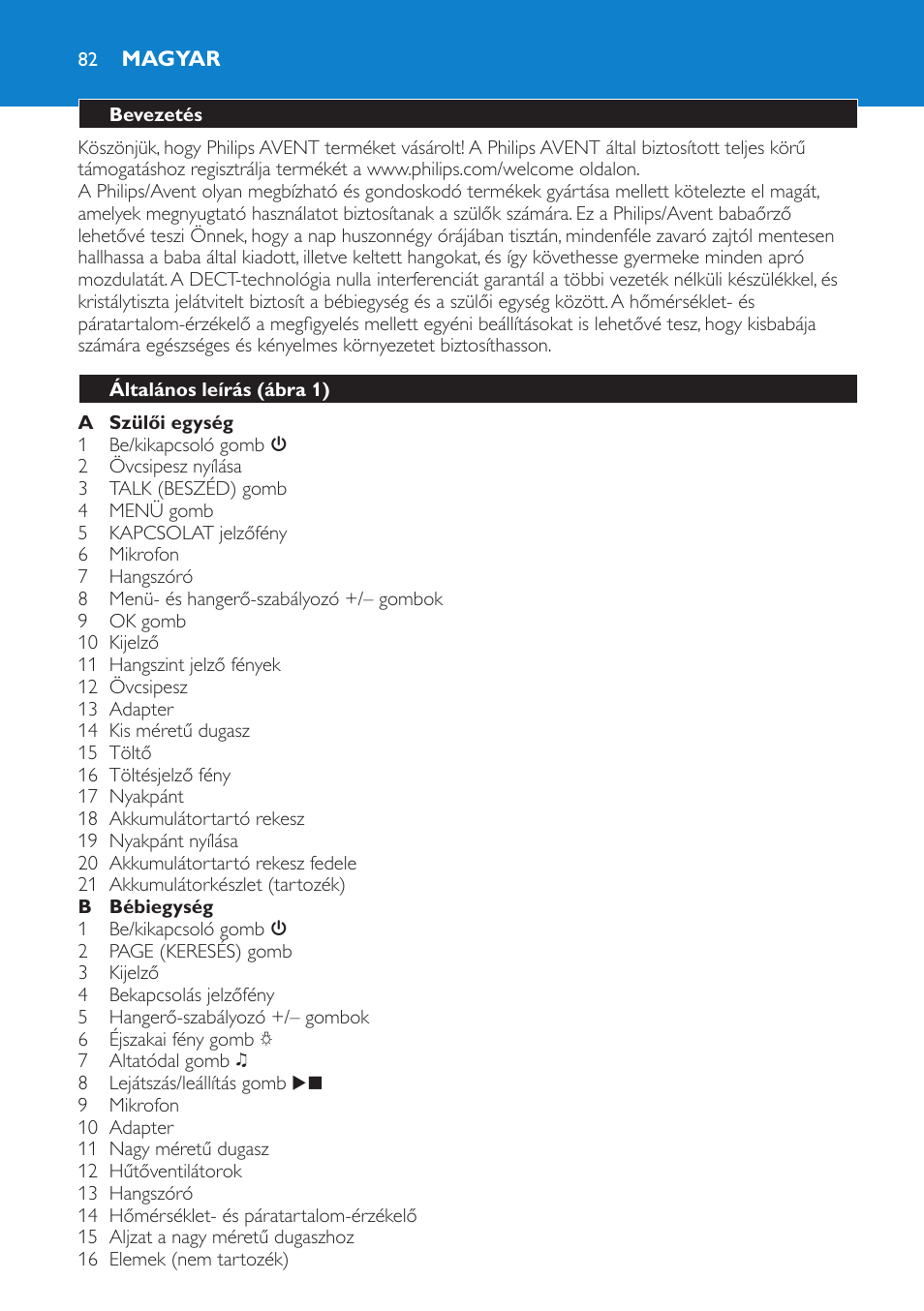Magyar, Bevezetés, Általános leírás (ábra 1) | Philips SCD530 User Manual | Page 82 / 256