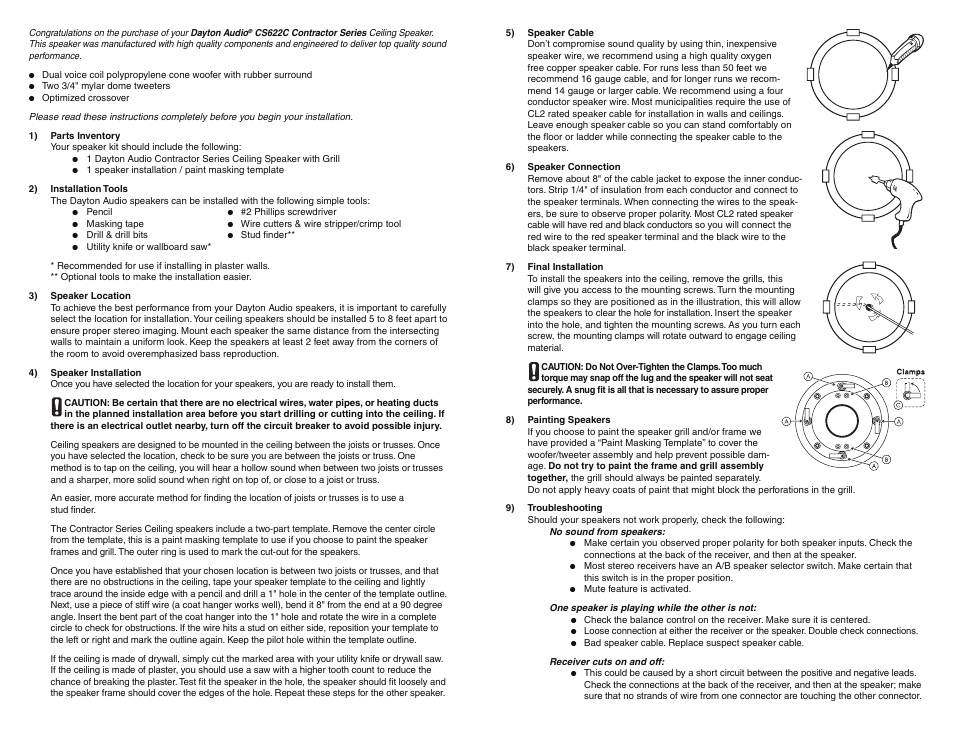 Dayton Audio CS622C 6-1 User Manual | Page 2 / 2