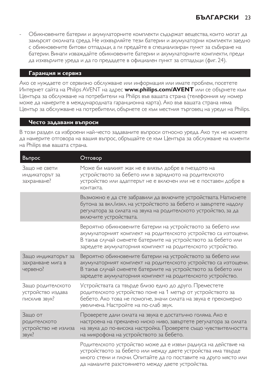 Опазване на околната среда, Гаранция и сервиз, Често задавани въпроси | Philips SCD481 User Manual | Page 23 / 172
