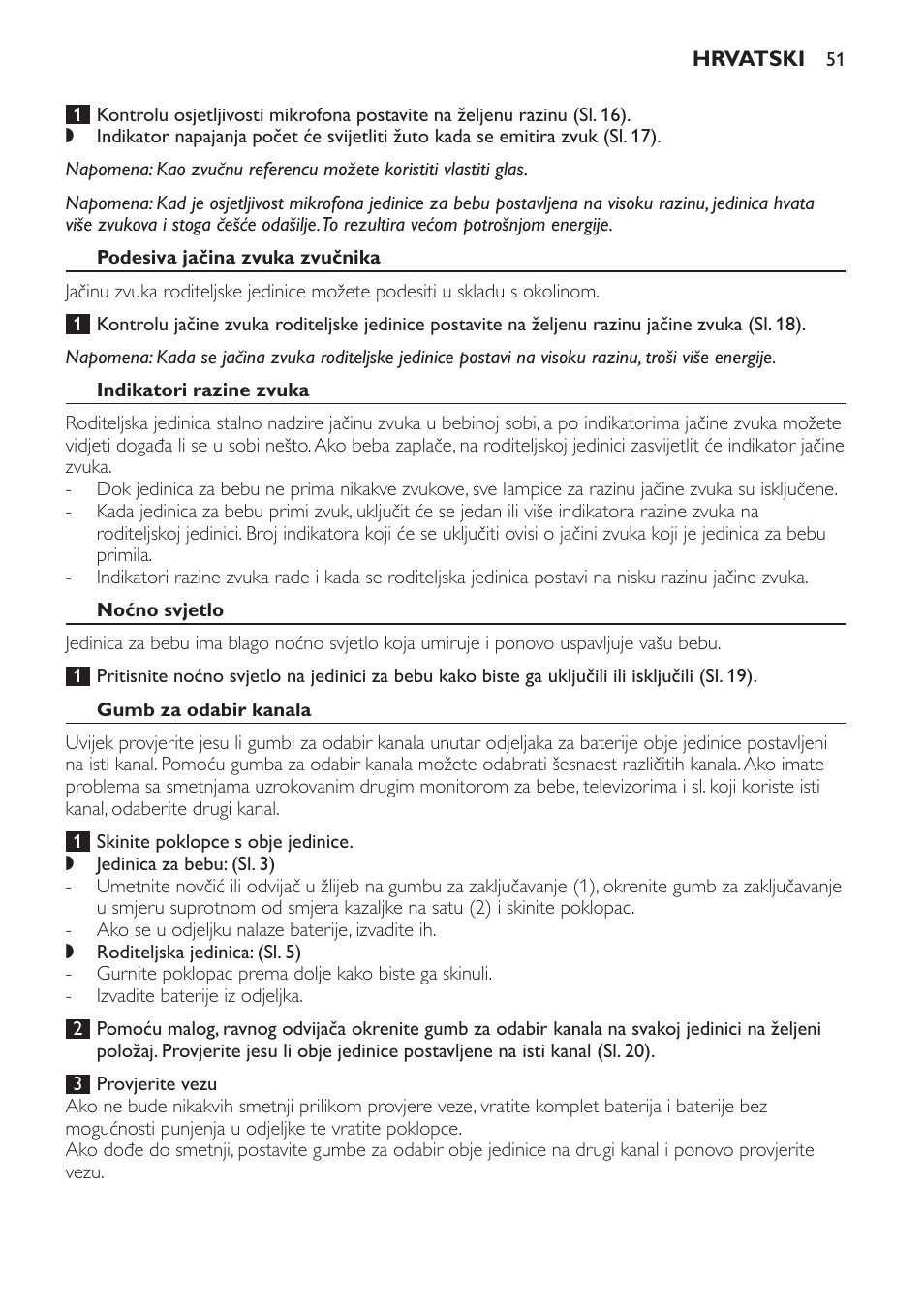 Podesiva jačina zvuka zvučnika, Indikatori razine zvuka, Noćno svjetlo | Gumb za odabir kanala | Philips SCD481 User Manual | Page 51 / 172