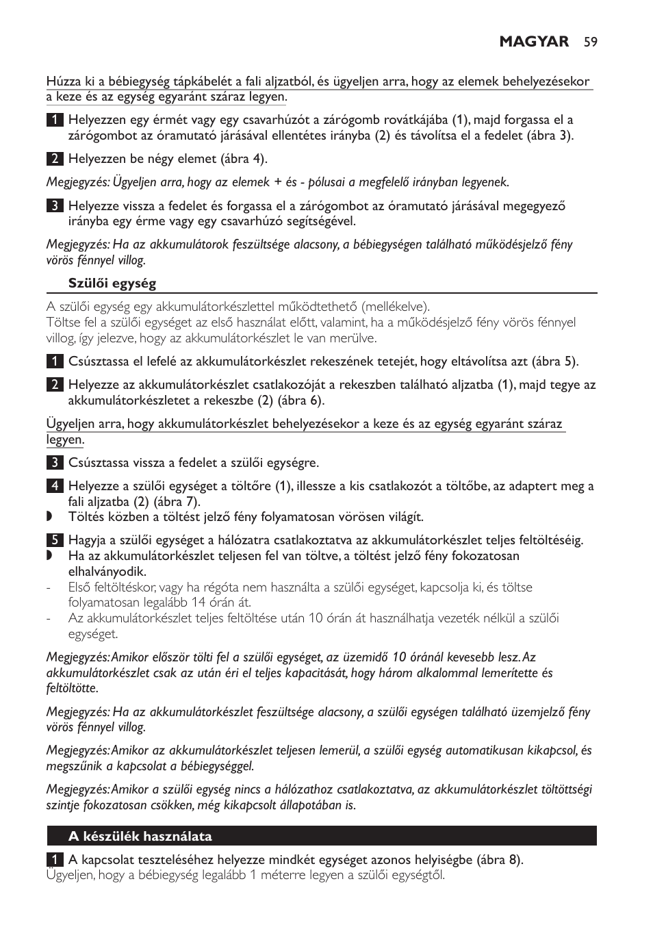 Szülői egység, A készülék használata | Philips SCD481 User Manual | Page 59 / 172