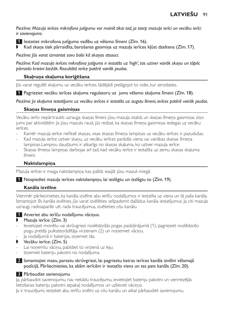 Skaļruņa skaļuma koriģēšana, Skaņas līmeņa gaismiņas, Naktslampiņa | Kanāla izvēlne | Philips SCD481 User Manual | Page 91 / 172