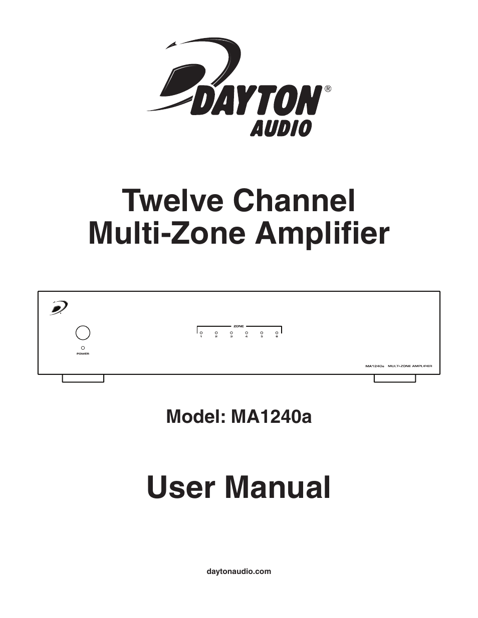 Dayton Audio MA1240a Multi-Zone 12 Channel Amplifier User Manual | 4 pages