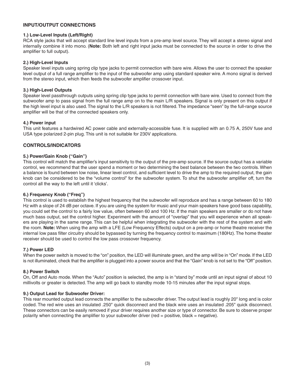 Dayton Audio SA25 25W Subwoofer Plate Amplifier User Manual | Page 3 / 4